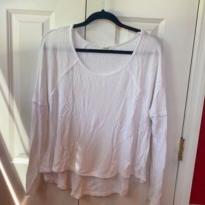 White flowy waffle long sleeve